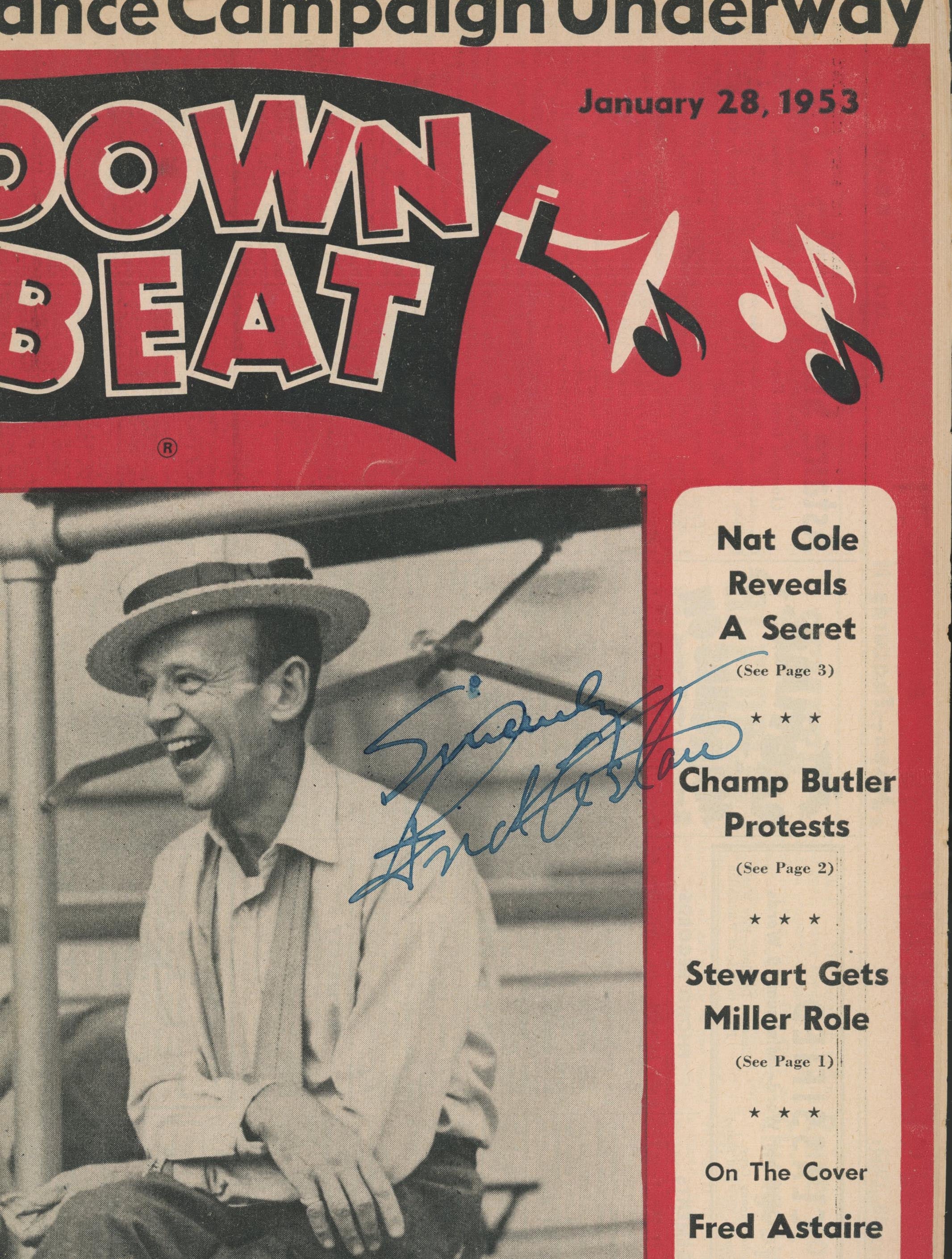 Fred Astaire signed Downbeat Magazine