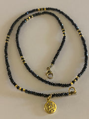 DH Designs 18k gold black onyx stone and gold necklace