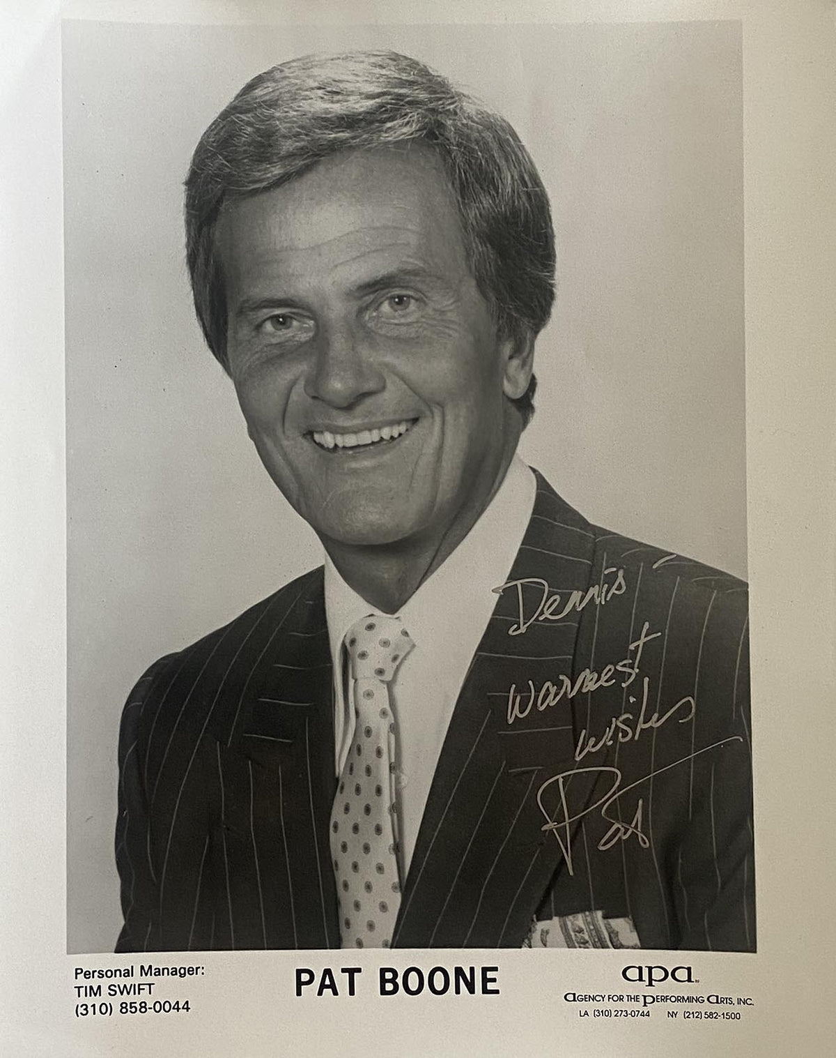 Pat Boone signed photo 