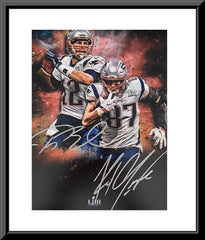 New England Patriots legends Tom Brady and Rob Gronkowski signed photo