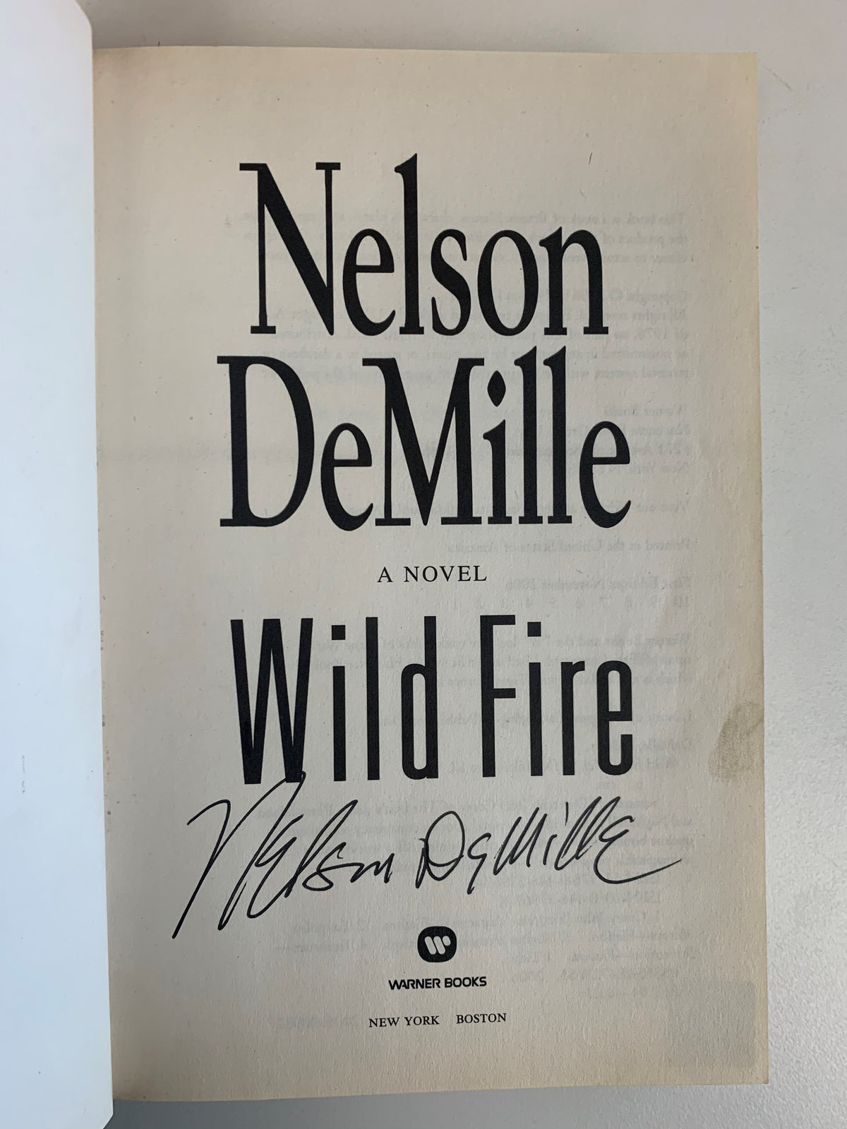 Wild Fire Nelson DeMille signed first edition book