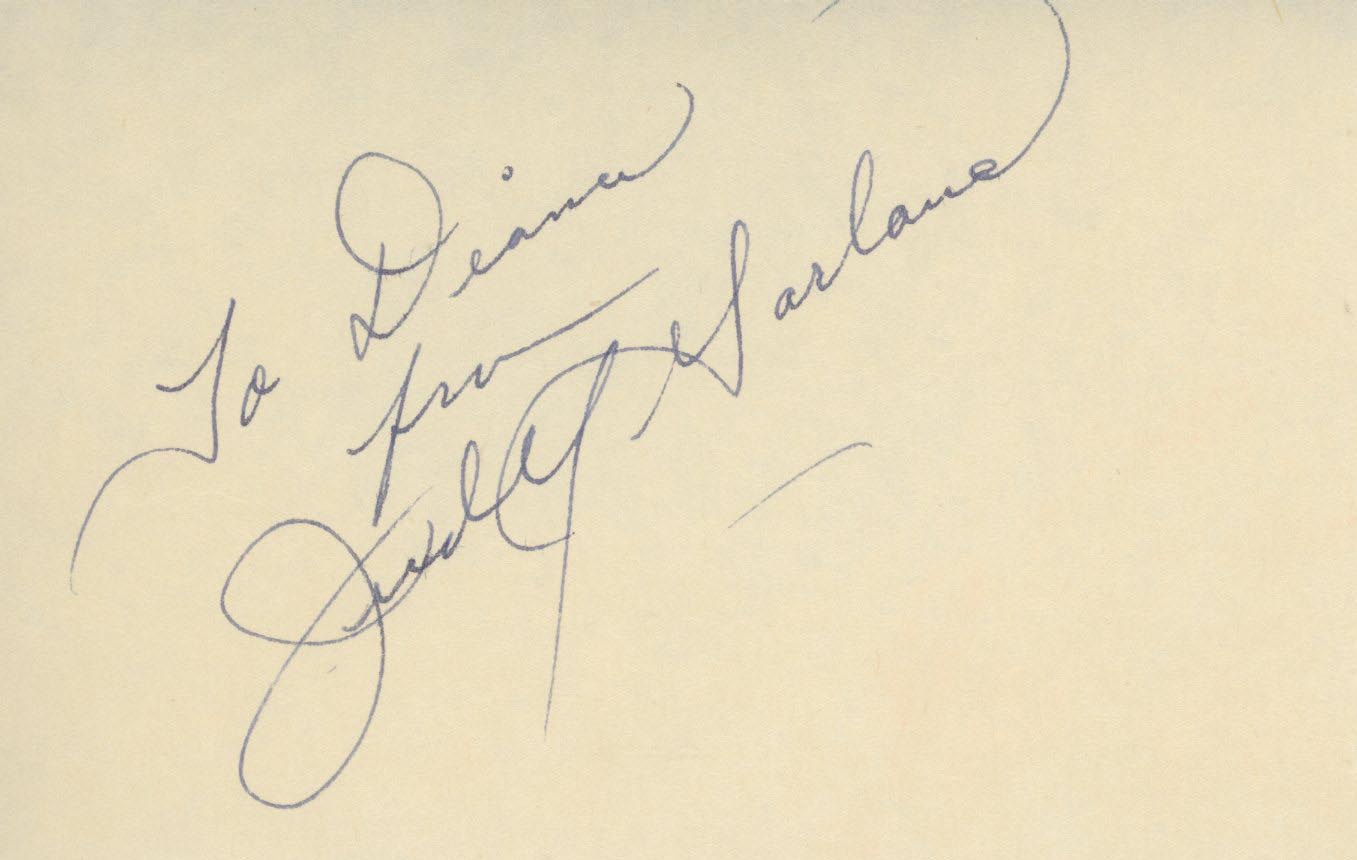 Judy Garland signed note. GFA Authenticated