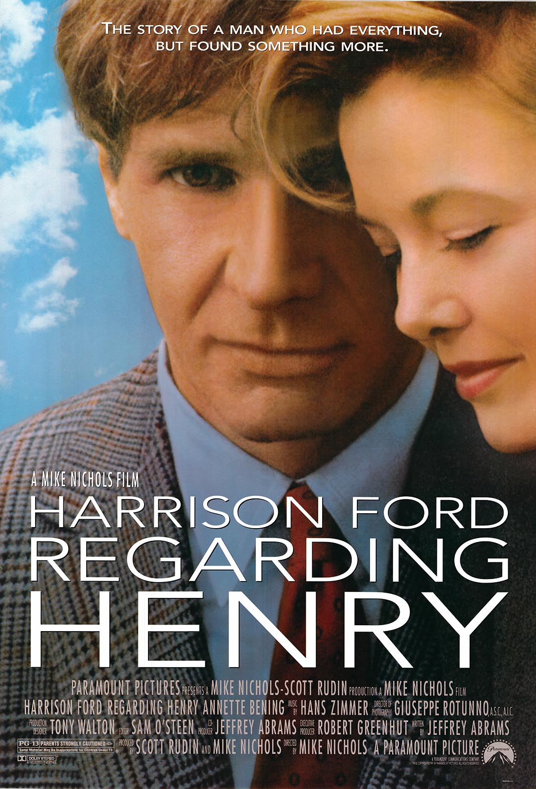 Regarding Henry original 1991 vintage one sheet movie poster