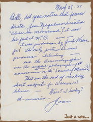 Joan Leslie signed letter