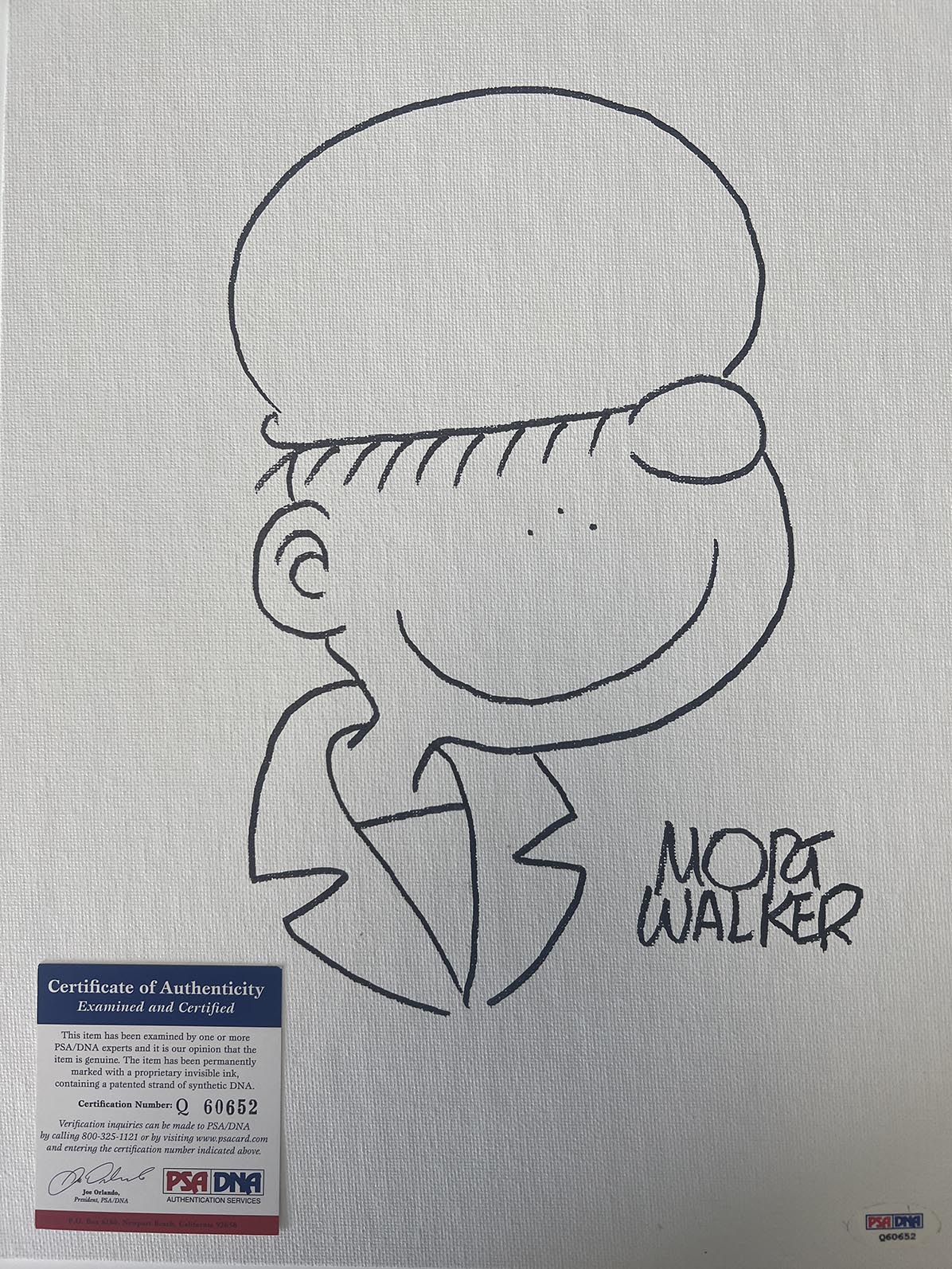 Mort Walker Beetle Bailey hand drawn and signed sketch. PSA