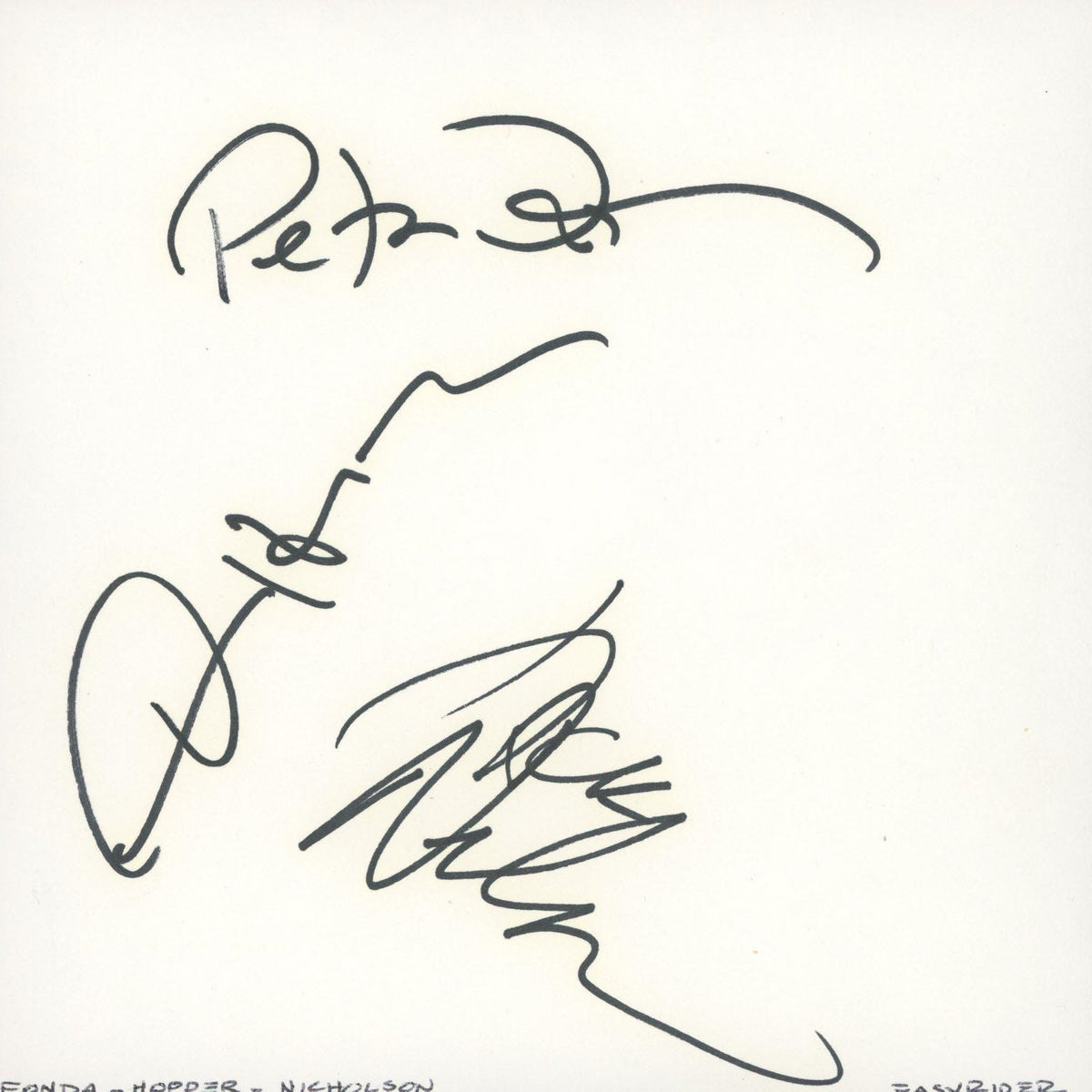 Dennis Hopper, Peter Fonda & Jack Nicholson signature cut