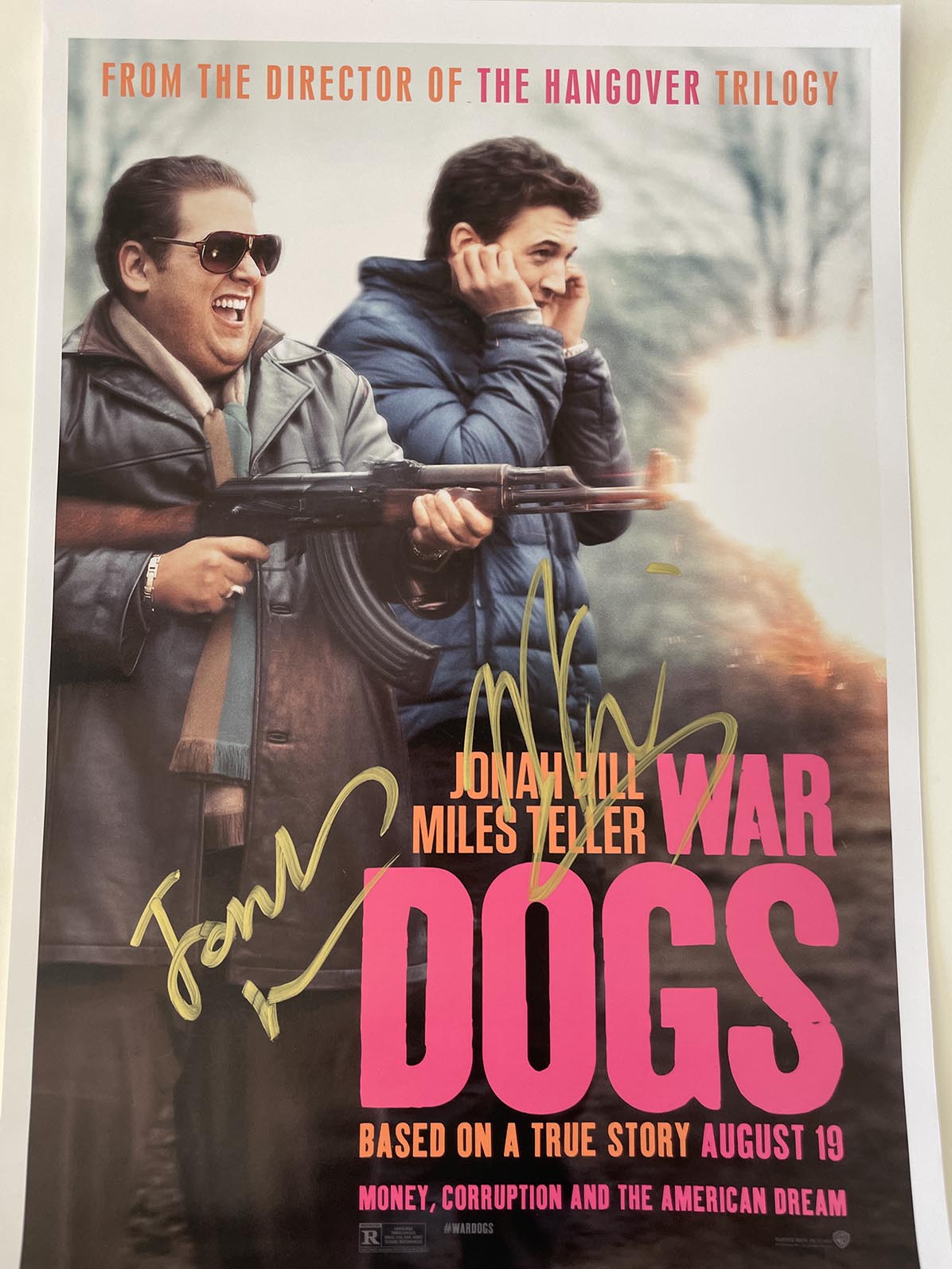 War Dogs Jonah Hill and Miles Teller signed mini poster