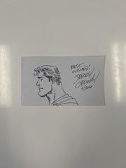 Comic artist Jeremiah Ordway signed note and sketch