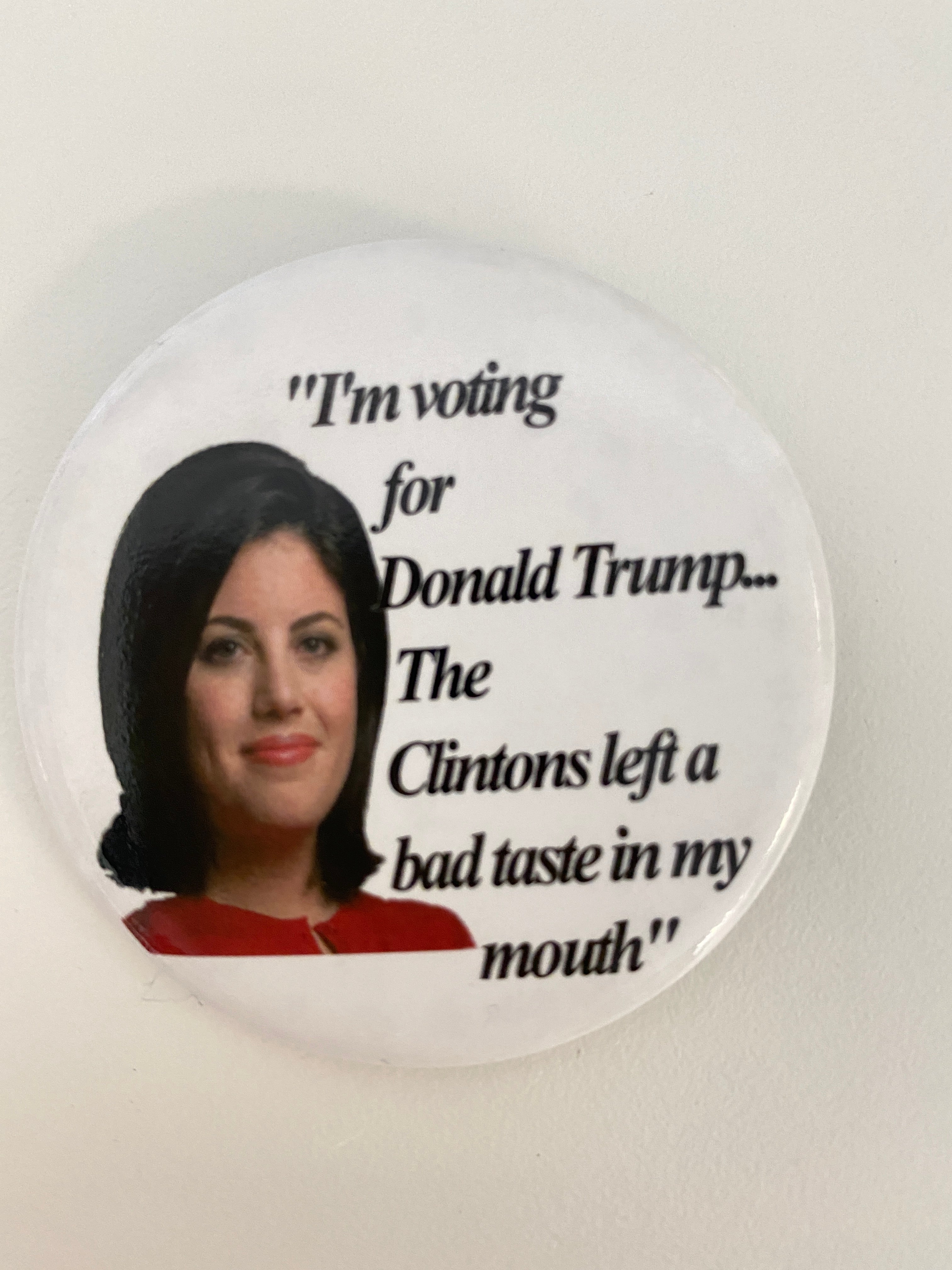 Clinton White House Intern Monica Lewinsky campaign button